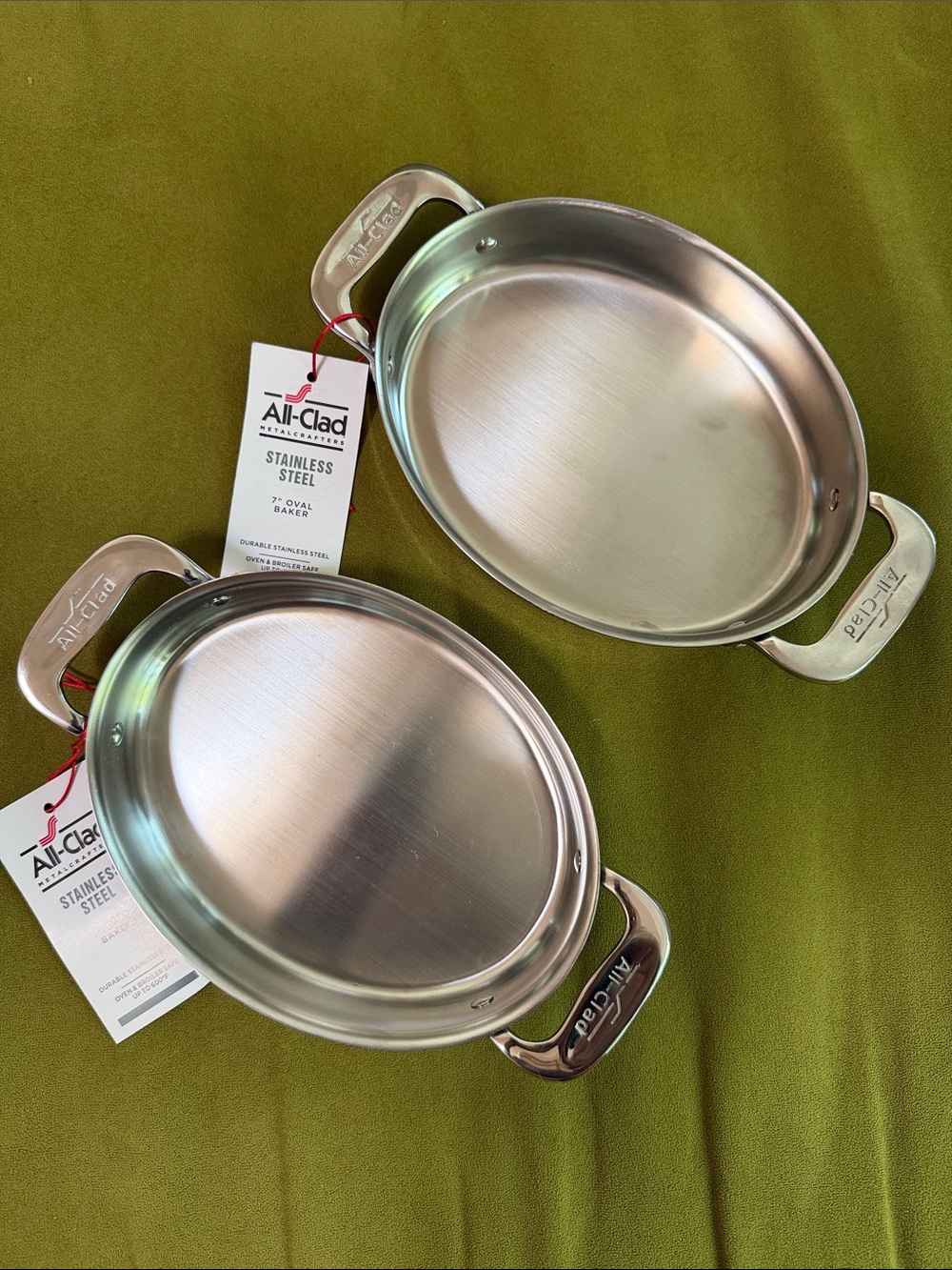 🩶🩶 NWT All-Clad 7” Mini Oval Bakers - Set of 2 - Stainless Steel 🩶🩶